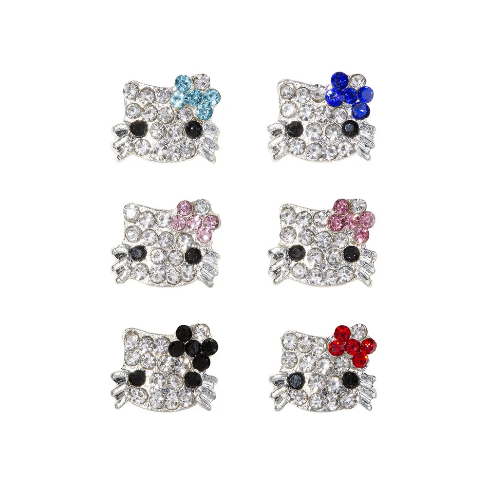 10 Stuks Luxe Diamant Kat Nail Art Charme 3d Legering Kat Vorm Strass Nagel Decoratie Glanzende Multicolor Diy Manicure Accessoires