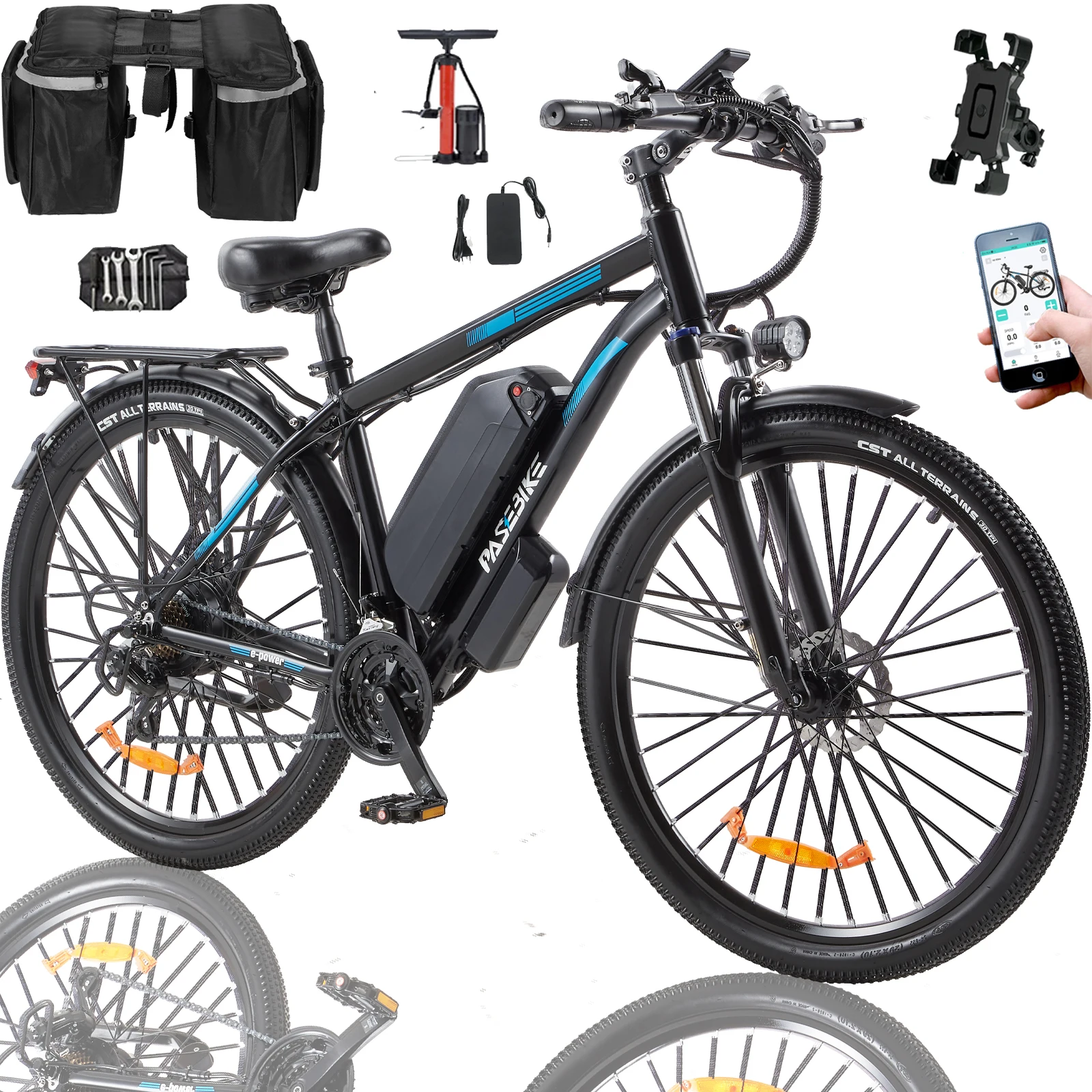 دراجات كهربائية PASEBIKE C29 250 وات 21AH 25KM 120KM تطبيق فرامل الزيت 29 بوصة * 2.125 CST مع مستشعر عزم الدوران #1