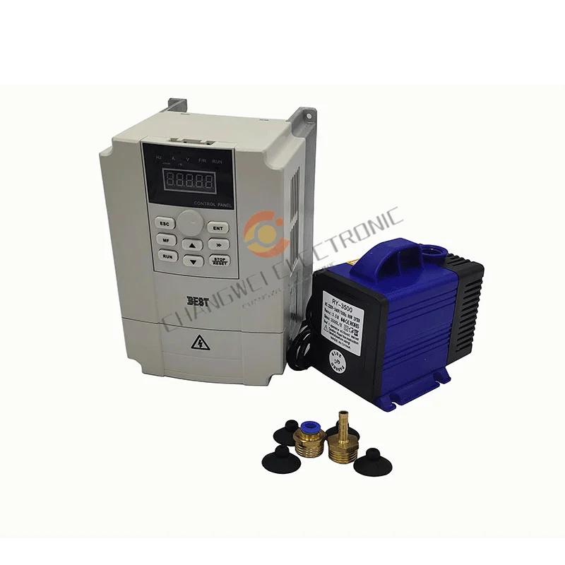 AC220V 2.2KW Water-Cooled Spindle Kit, 80 * 225 2.2kw CNC Spindle Motor, VFD Frequency Converter And 80mm Bracket, 80W Water Pum