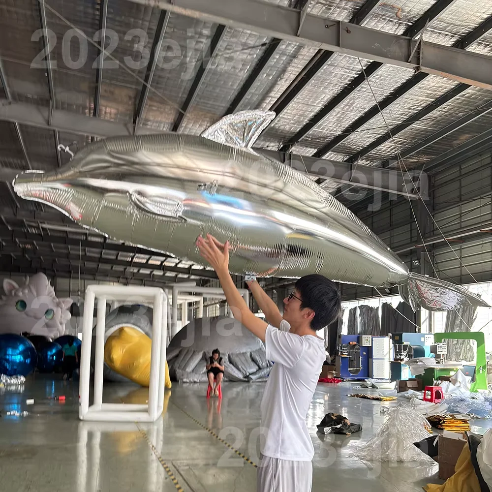 بالون دولفين كبير قابل للنفخ بطول 2.2 متر/7.2 قدم، ديكور معلق للحيوانات قابل للنفخ لمركز Adver، والحفلات، والمنزل والمناسبات