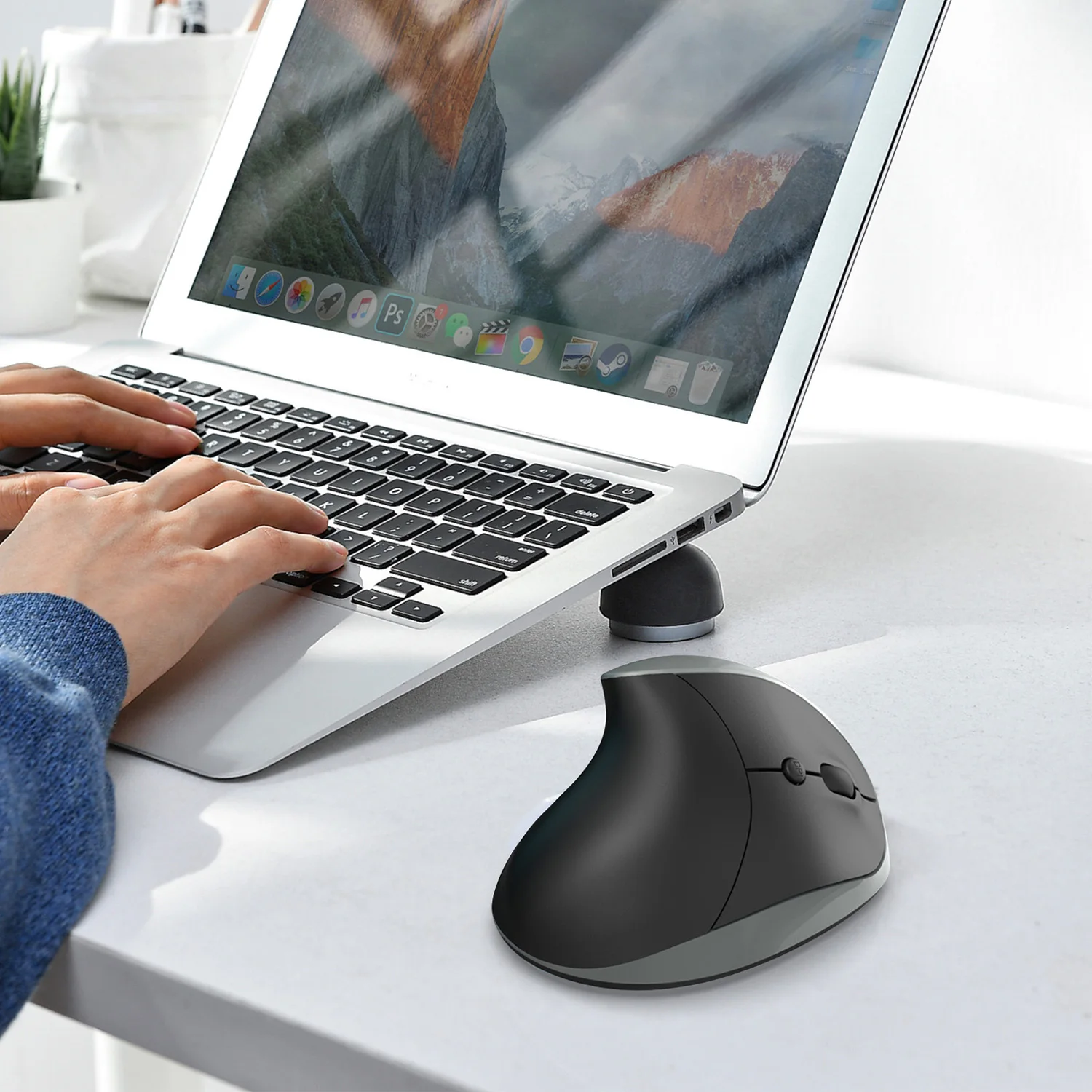 home - raton ergonomico vertical wireless 2 en 1 bluetooth  24g diseno antifatiga recargable usb-c