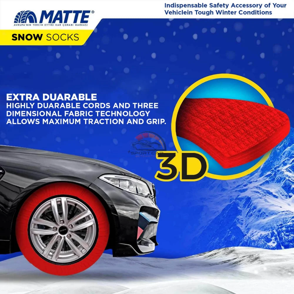 MATTE Winter Car Tire Snow Socks-Active Series For Winter Easy Grip (Textile Snow Chain-For Safe Driving On Snowy And Icy Road)