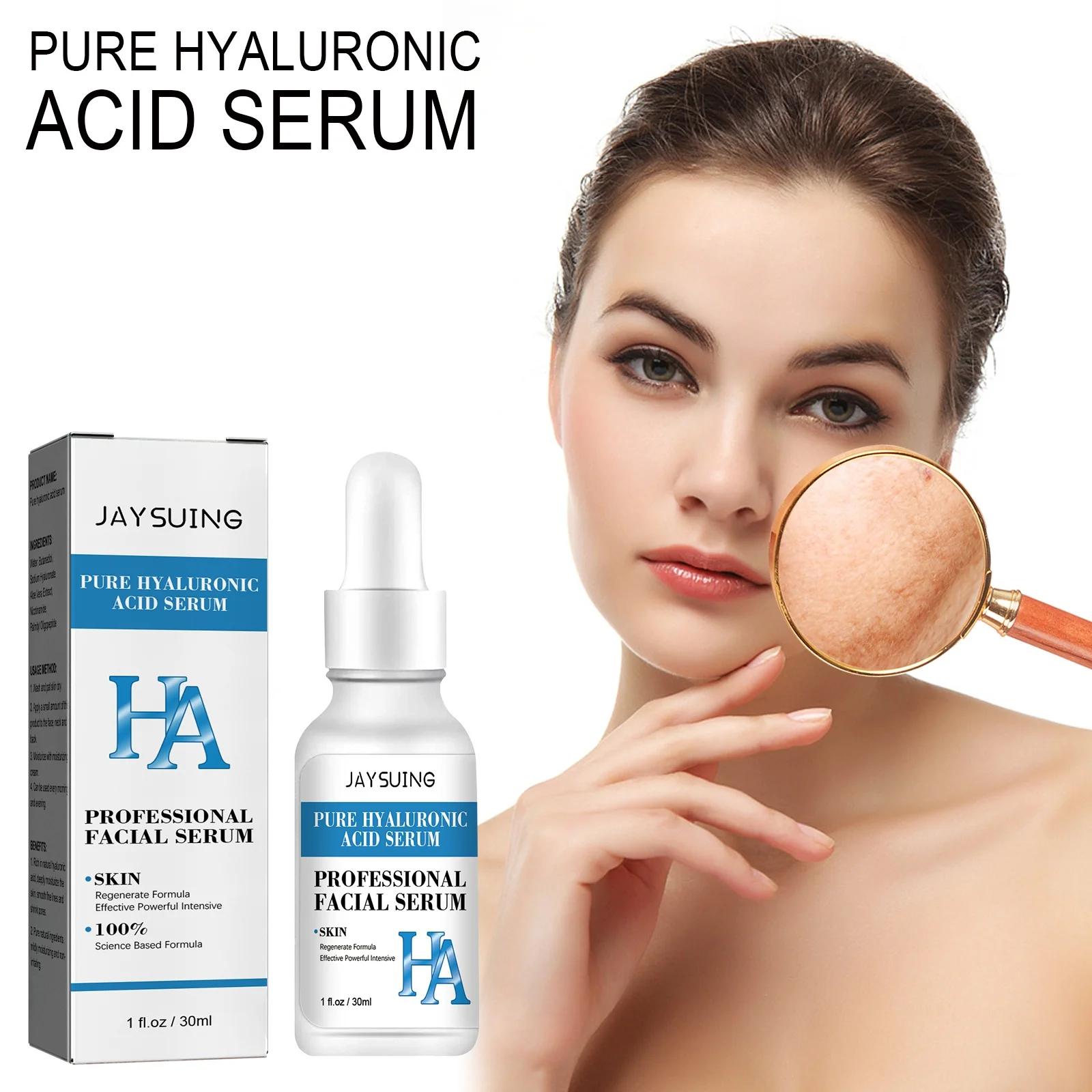 Jaysuing Pure Hyaluronic Acid Facial Essence Hydrating Nourishing Skin Shrinks Pores Smooth Fine Lines Facial Care Moisturizer