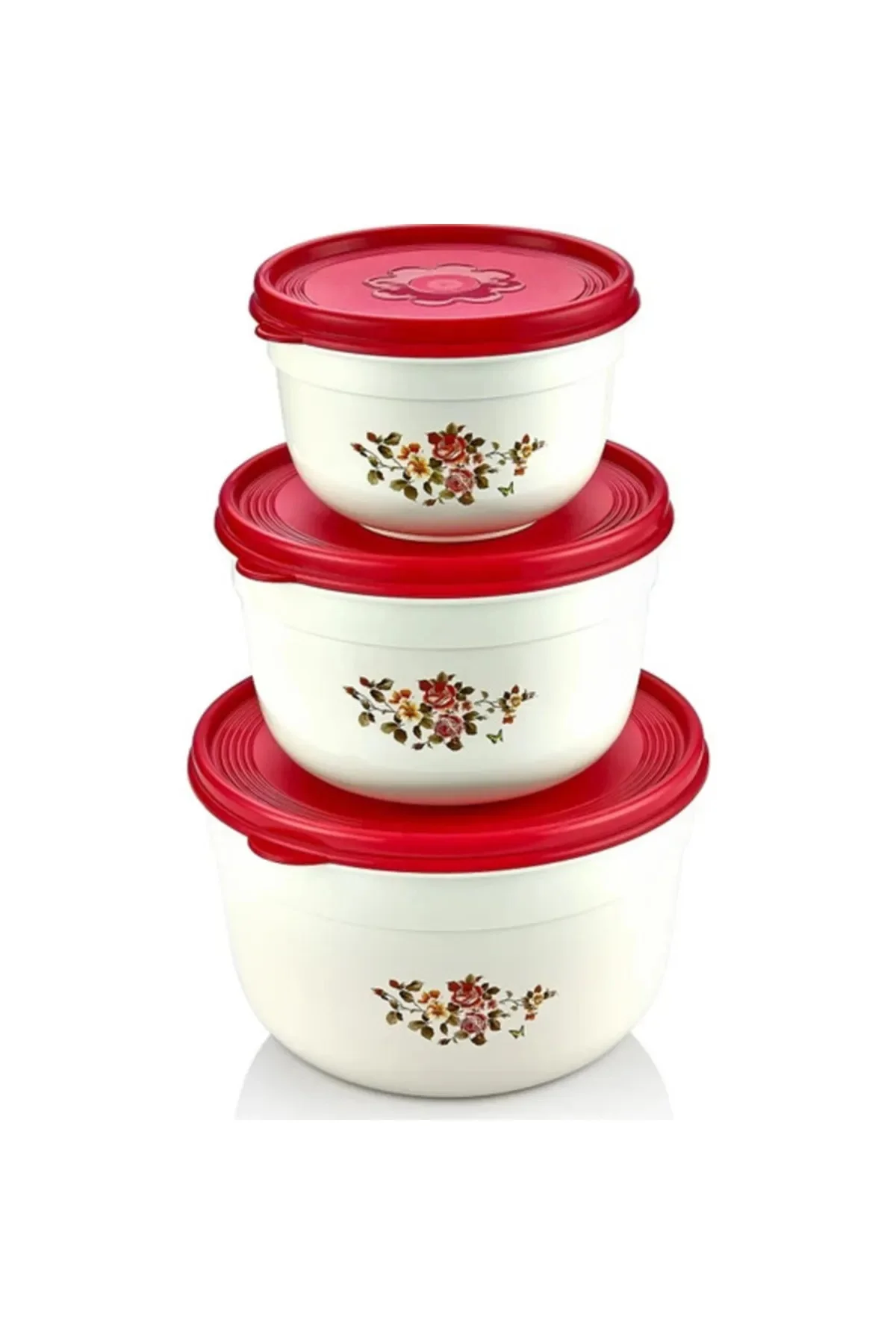 

3PCS Storage Box Kitchen Container Set Multi Purpose Floral Designed Pantry Organizer Three Sizes For Food Kitchenware Houseware