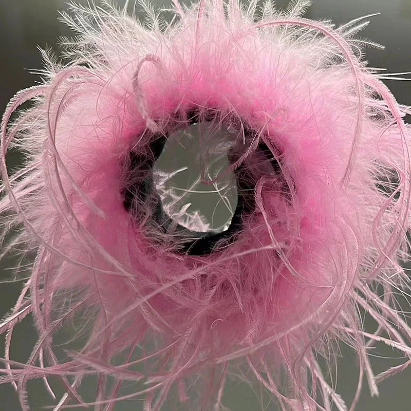 Puños de pluma de avestruz rosa para mujer, manga de muñeca, accesorios para el cabello, pulsera a presión, Blazer, 1 piezas, 2023