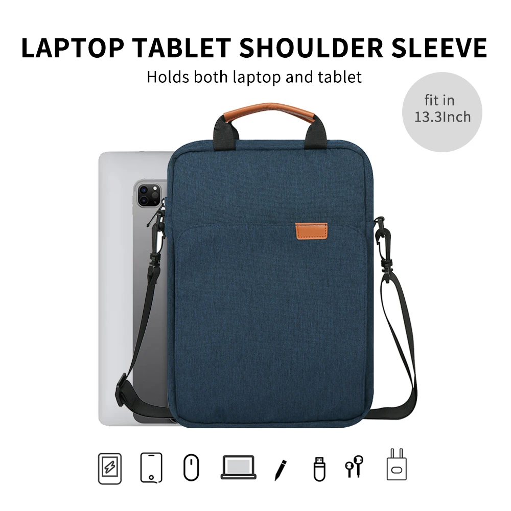 Bolsa de ombro para tablet de 12-13 polegadas, para ipad air pro 12.9 ", xiaomi pad lenovo pad 13-13.6 polegadas, bolsa para laptop e tablet