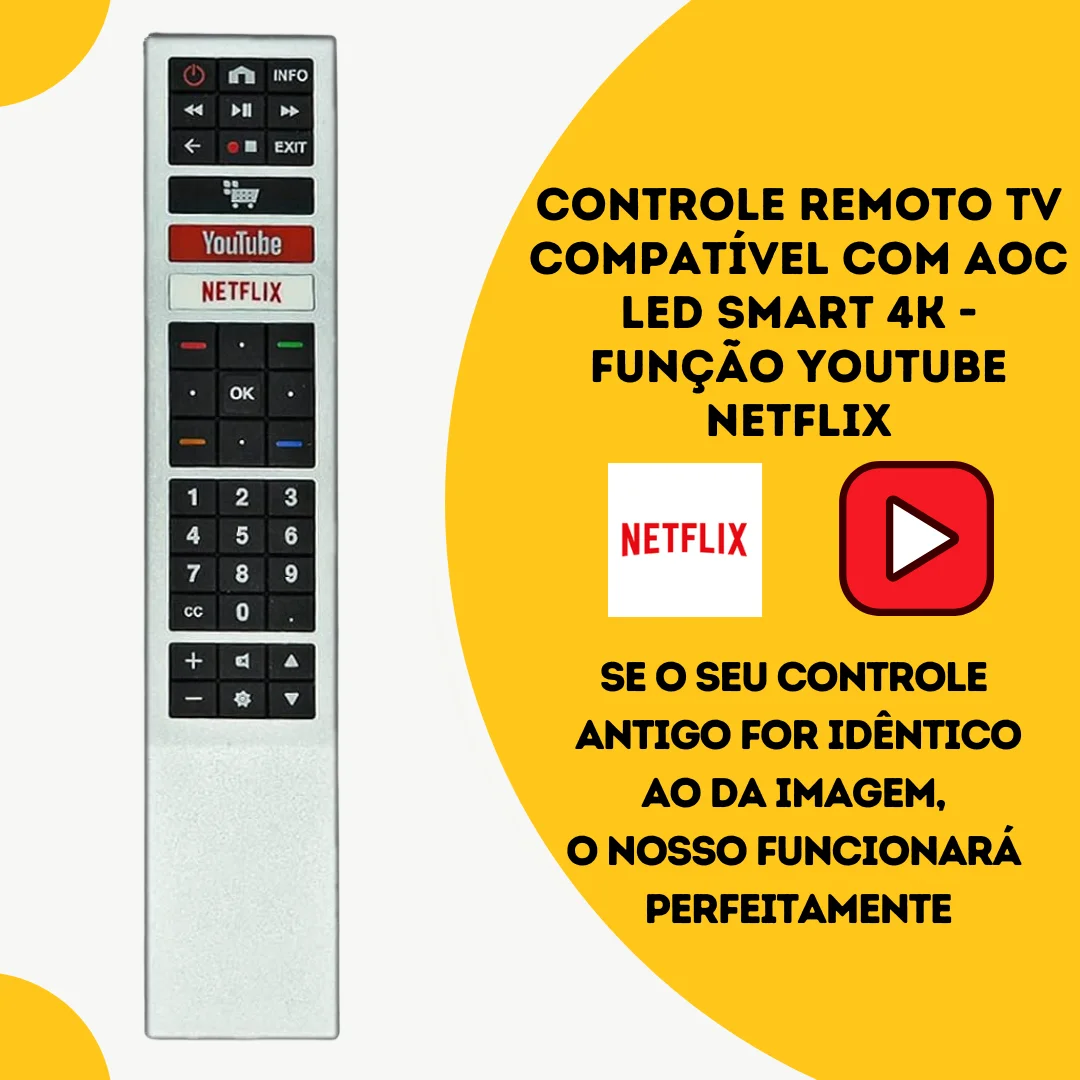 Remote Control TV AOC Led Smart 4K-Youtube Netflix - 9061