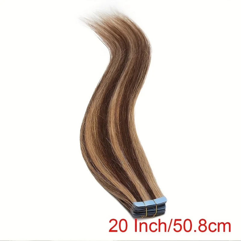 HAIRTIME-fita em extensões de cabelo humano, trama pele sem costura, cabelo remy, cabeça cheia, Mix Color, cabelo liso longo, grosso, 100% cabelo humano