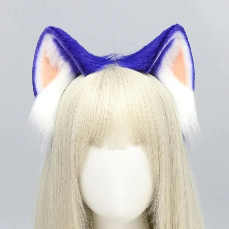Nowa gra Jeż Anime Cosplay Opaska na głowę Niebieskie kocie uszy Nakrycie głowy Pluszowe nakrycie głowy Lolita Halloween Akcesoria do włosów Kocie uszy Rekwizyt — zdjęcie 2