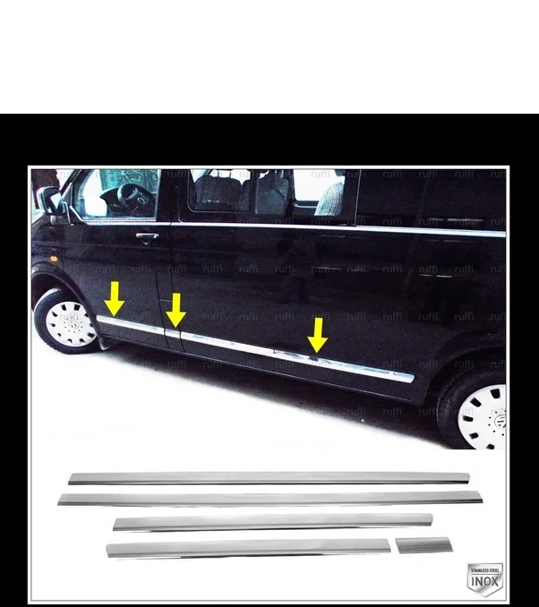 Chrome Side Door Trim For VW Volkswagen Transporter T5  Stainless Steel 5/7 Pcs - Car Accessories Parts Auto Styling Rocker