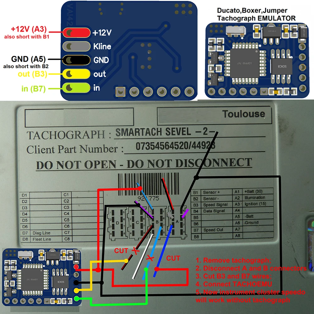 TACHOEMU Tachograph Skip Emulator For PSA/Fiat/Peugeot /Citroen 2007+ Removal Tachograph While Retaining Normal of Speedometer