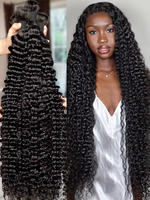 30 34Inch Remy Unprocessed Raw Virgin 100% Human Hair Water Curly Wave Extensions 3 4 Bundles Deal Deep Wave Human Hair Bundles