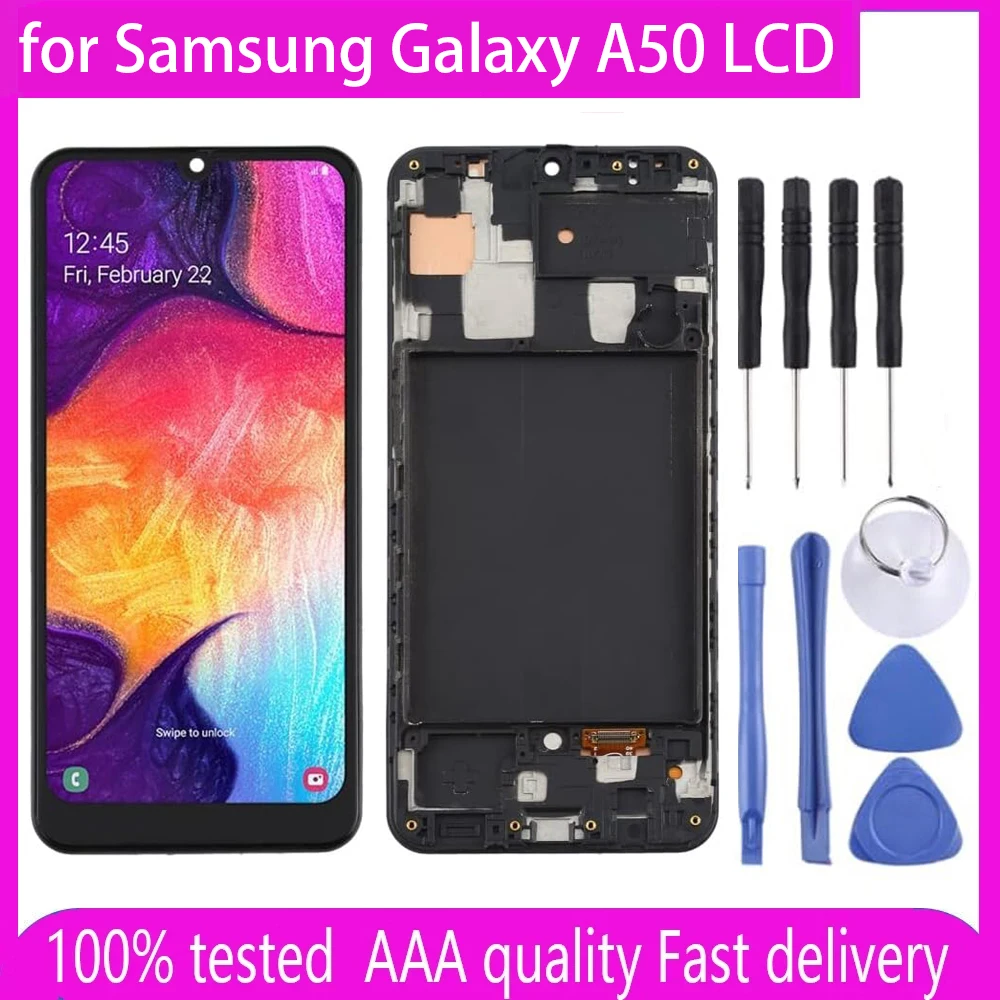 6.4\'\' For Samsung A50 A505F A505G A505W A505X A505G A505N LCD Display Touch Screen Digitizer Assembly A50 LCD Replacement