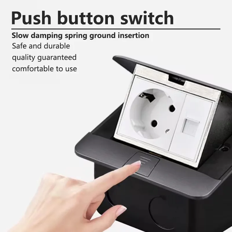 Ingebed 16A Pop-up Socket EU Multimedia Desktop Outlet Aanrecht Verborgen Type Box Kit Inbouw Soft Closing Ground Socket
