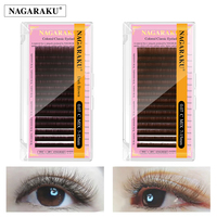 NAGARAKU 16Rows Brown Color Eyelash Extensions Premium Mink Super Soft Natural Lashes C D L N Curl Makeup Eyelashes High Quality