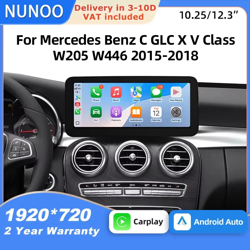 Linux Wireless CarPlay Android Auto für Mercedes Benz C GLC V X Klasse W205 W446 2014-2018 Auto-Multimedia-Player Bildschirm Smart-Systeme Navigation