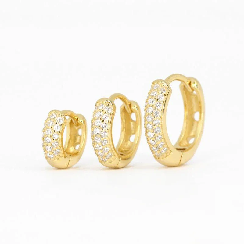 Aide Creolen aus 925er-Sterlingsilber, Pavé-weißer CZ-Stein, dicke Creolen für Frauen,