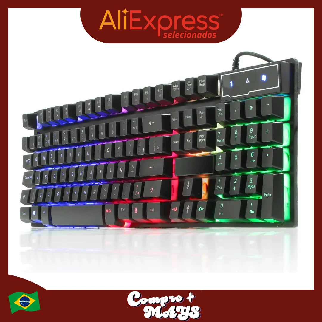 Teclado Gamer Semi Mecânico Led Luminoso Profissional Abnt2 Brasil Domine o Jogo Ilumine Jogada Performance e Jogabilidade