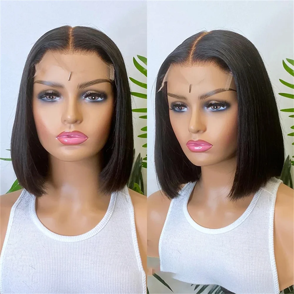 

Bone Straight Short Bob Lace Frontal Wig Brazilian Glueless Straight Short Bob Human Hair Lace Front Wigs For Women Pre Plucked