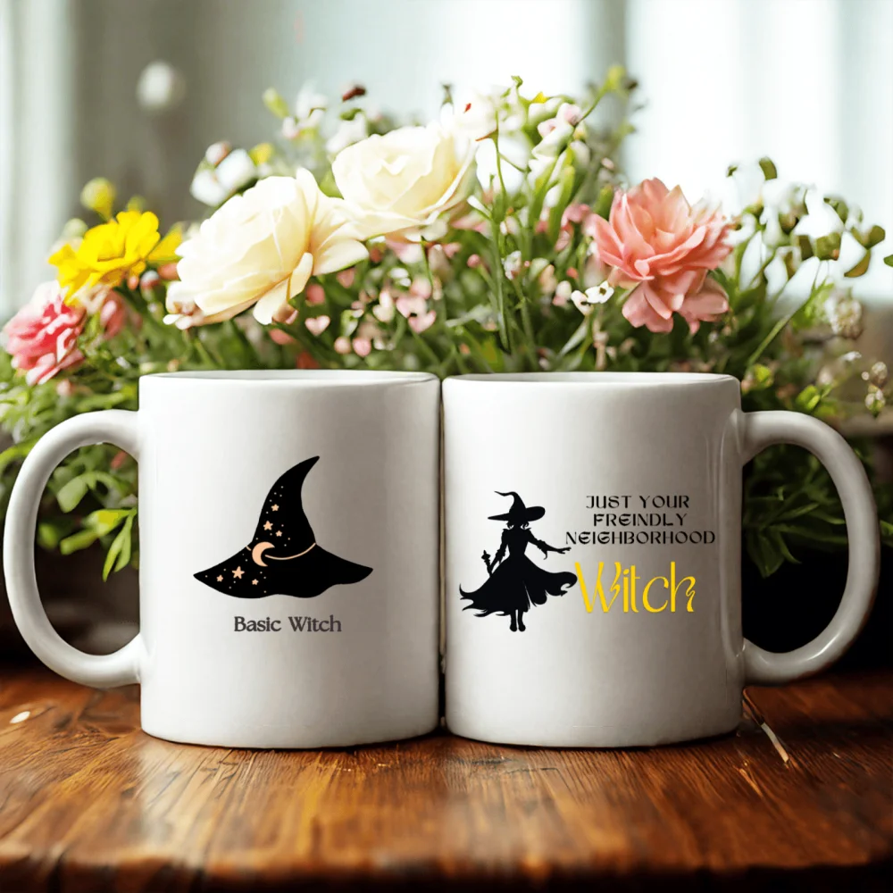 

2 pcs 3A grade 11 oz witch ceramic coffee mug for room Halloween decoration Birthday Christmas Holiday gift