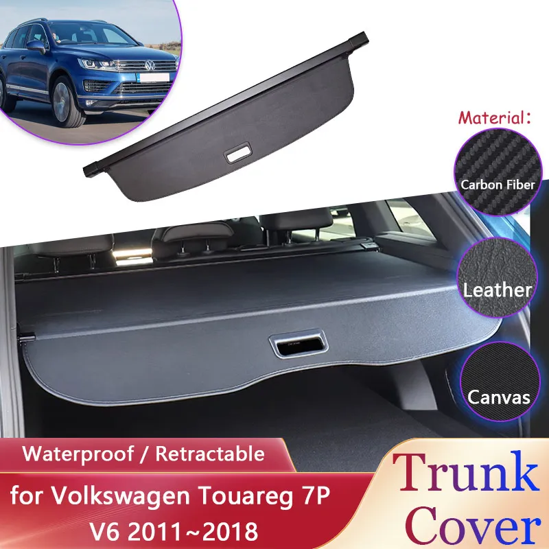 Car Trunk Curtain for Volkswagen VW Touareg 7P V6 2011~2018 2012 Luggage Waterproof Retractable Rack Cargo Pad Covers Accessorie