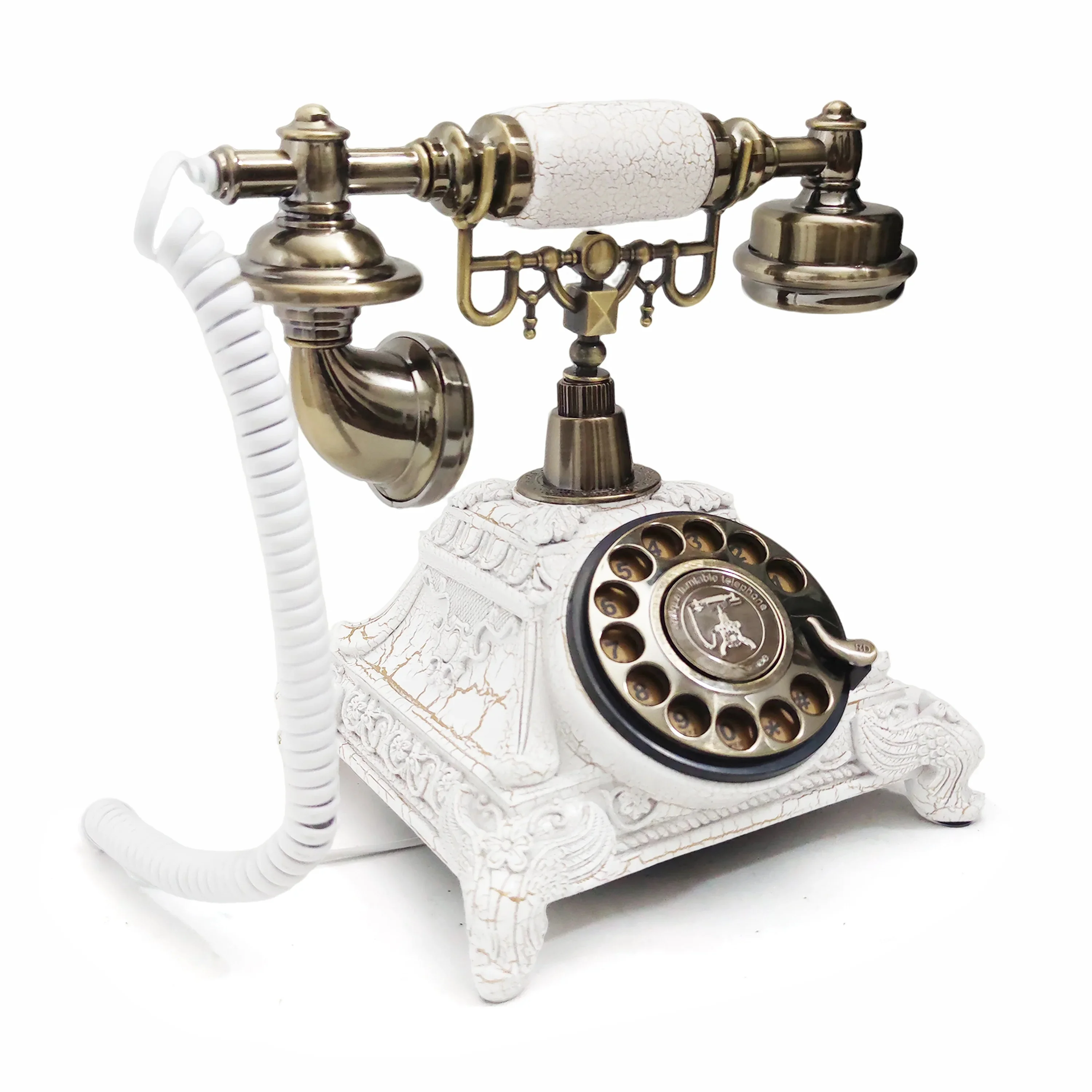 Telefon w stylu retro z pokrętłem, antyczny telefon do nagrywania wiadomości głosowych, vintage książka gości z audio wiadomościami na wesele. — zdjęcie produktu 7