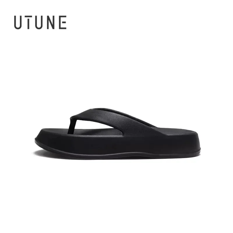 

UTUNE Summer Man Flip Flops Shoes For Women Outdoor Slippers For Flat Foot EVA Rubber Platform Beach Slides