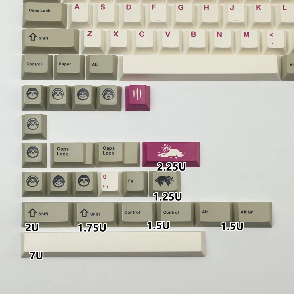 GMK-teclas Sloth, 125 teclas PBT, perfil de cereza, DYE-SUB, personalizadas, para teclado mecánico