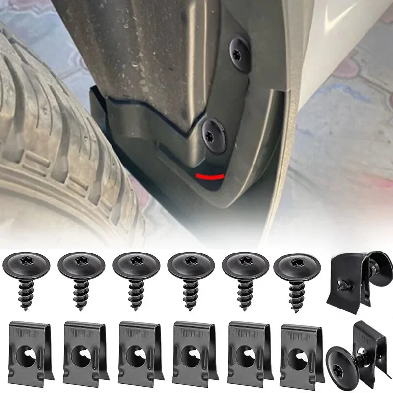 Vis autotaraudeuses, Clip de fixation en métal pour voiture et moto, Clip de Type U avec vis, Clip de Protection antirouille, Kit de feuilles de fer