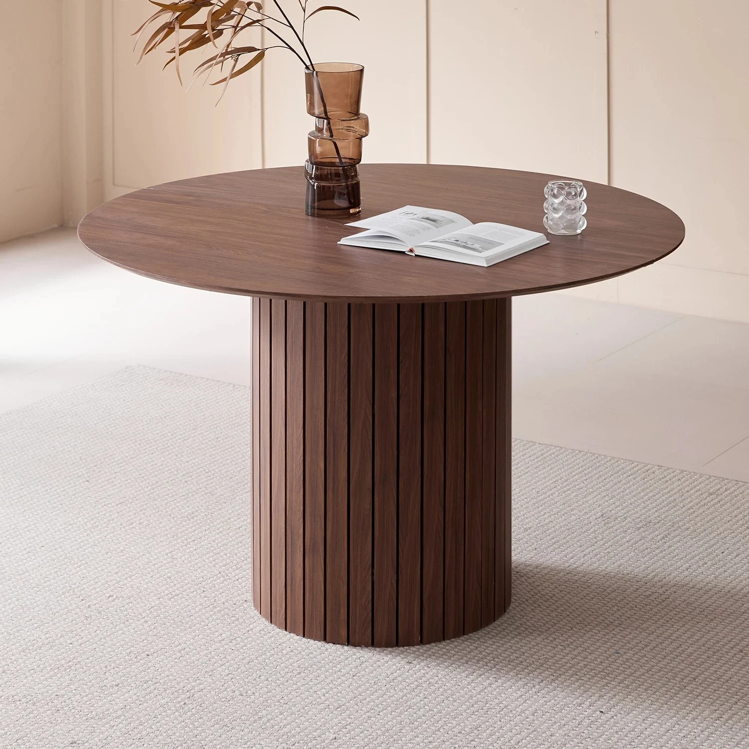Scandinavische ronde tafel massief houten eettafel organisator bibliotheekcentrum afgeronde tafel balkon woonkamer esstische meubelen - afbeelding 2