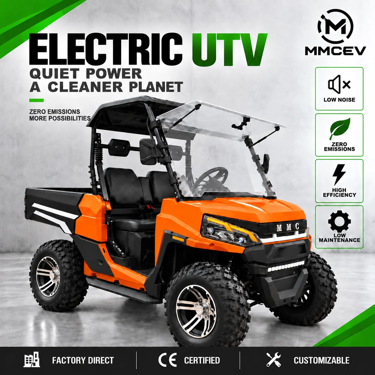 2026 new 4WD electric UTV off-road utility vehicle equipped with lithium battery and cargo box, suitable for farms, ranches and