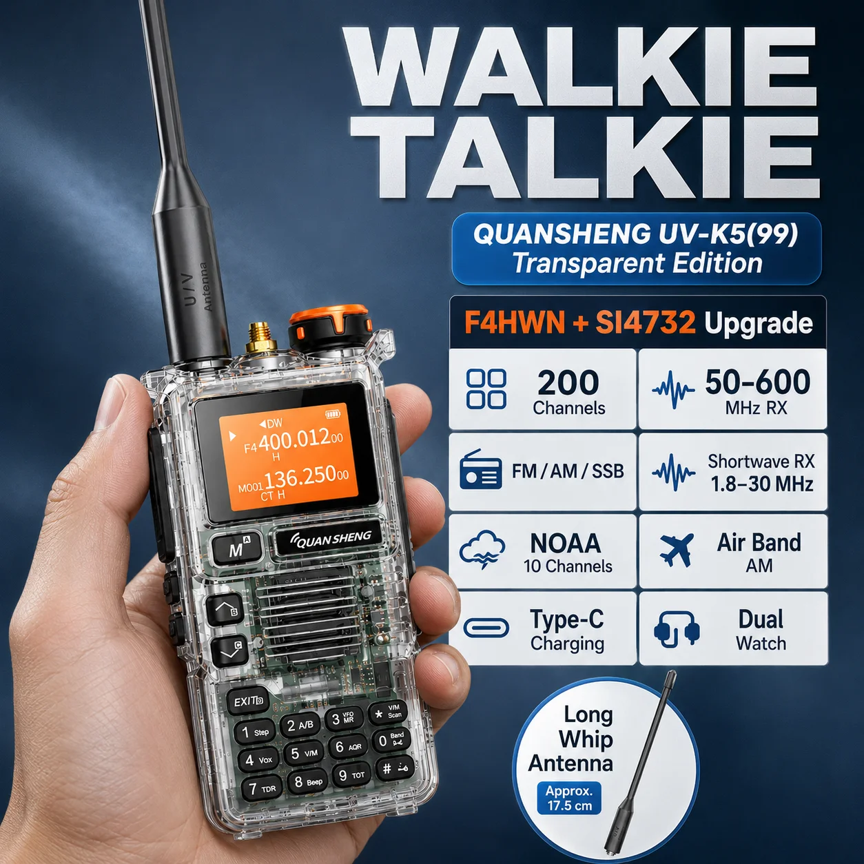 baofeng-uv-36-handheld-amateur-radio-1000-channels-bluetooth-programming-shortwave-receive-20”-tft-screen-dual-watch-vhf-uhf-wa