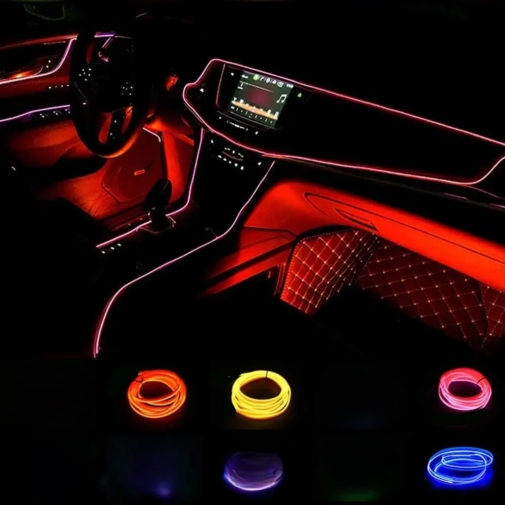 1M/3M/5M USB LED Ambient Light For Car LED Panel Dashboard Neon Strip Interior Decorations Atmosphere EL Light Line Tube With