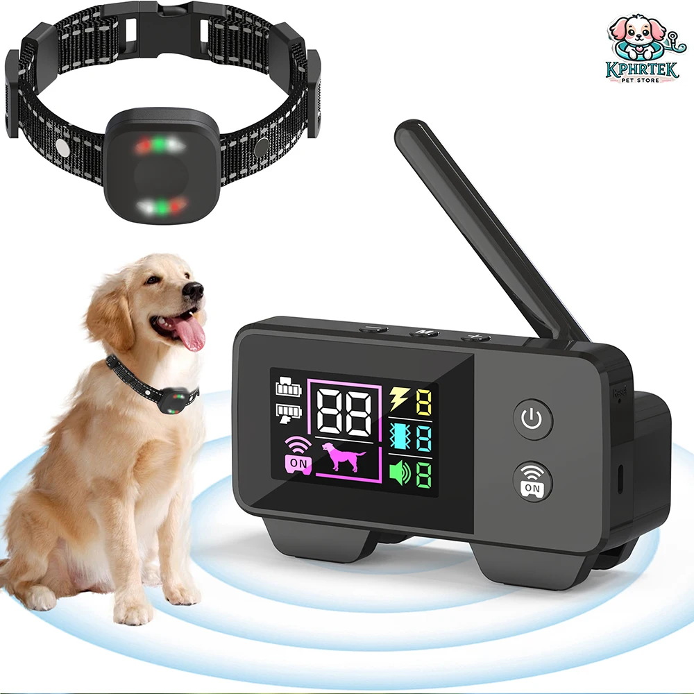 For 1 Dog Wireless Electronic Fence Pet Dog Training Device Smart Electric Shock Collar Waterproof Rechargeable Barking Stopper