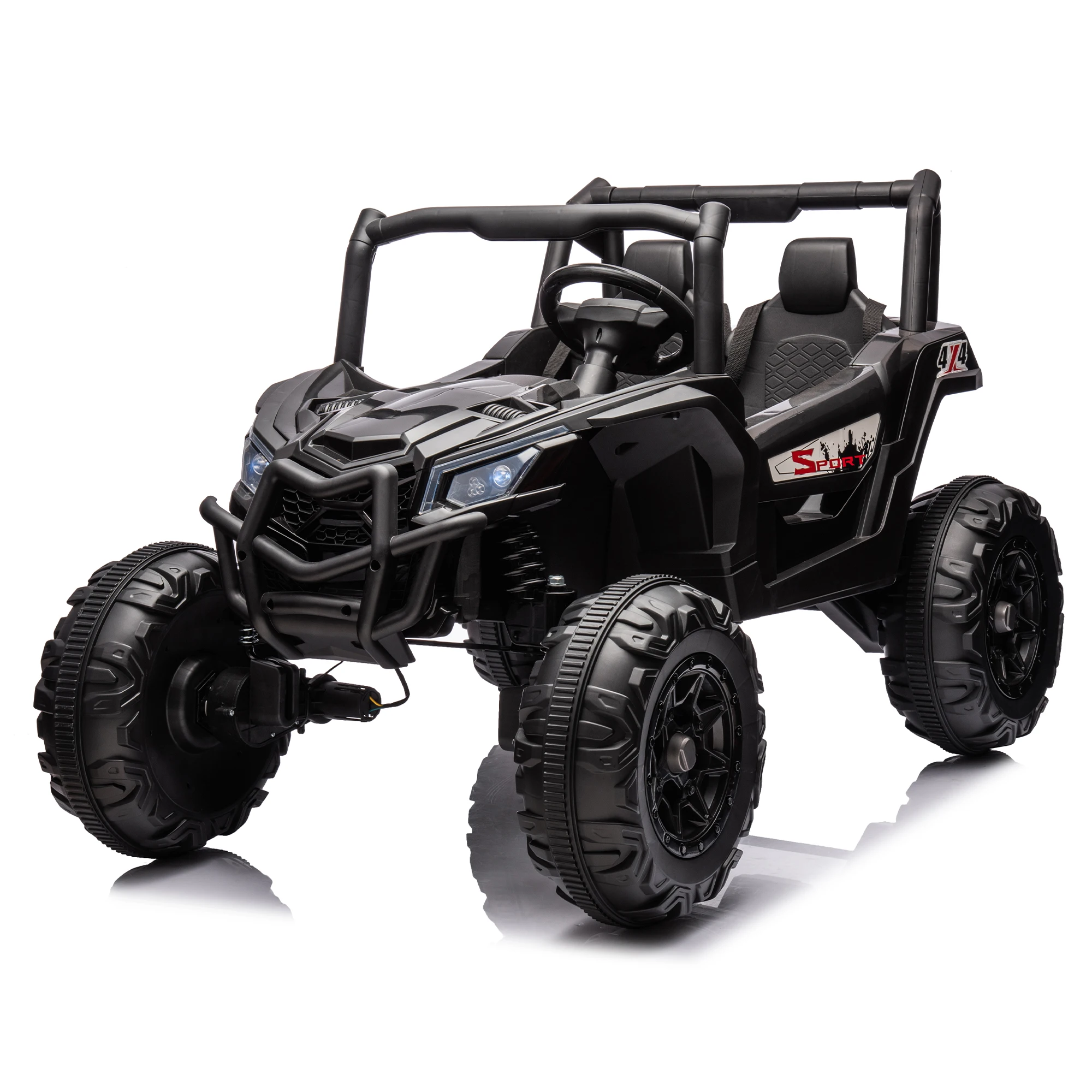 Voiture Utv pour Enfants, 2 Places avec Deux Environnements de Sécurité, 4x4 Côtés, Camion Tout-Terrain avec Télécommande Parente, 24V