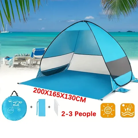 Snabb uppsättning. Pop Up strandtält bärbart solskydd utomhus camping fisketak, campingtillbehör, robust konstruktion 10 best sales Sun Shelter-stranden - №9
