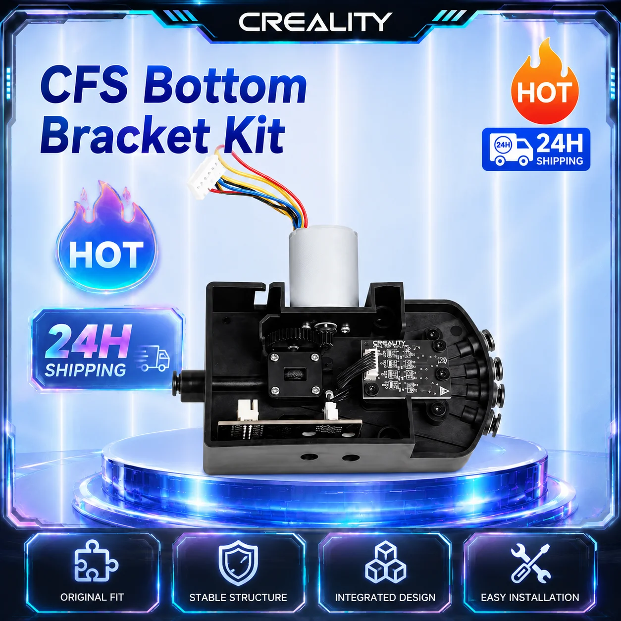 

Creality Original CFS 3d Printer Parts Bottom Bracket Kit Five-way Kit_brushless Motor_0.35A_24V_L11_flat Shaft for K2 Plus