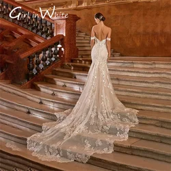 Exquisito vestido de novia de sirena con escote corazón para mujer, con hombros descubiertos Sexy vestido de novia, apliques, vestido de boda con espalda descubierta
