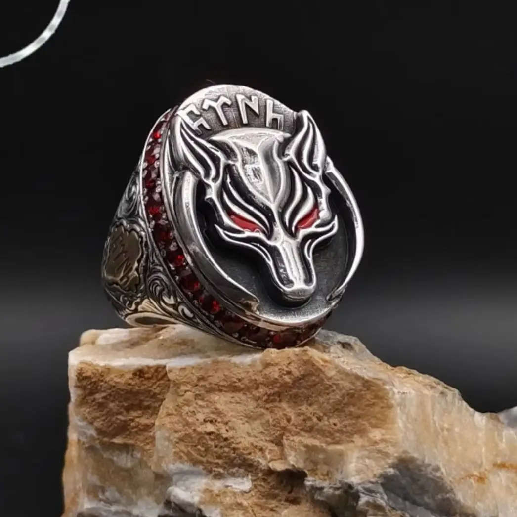 Wolf Relief Design Silver Ring from Turkey - Men's Jewelry Gift - Handmade Personalized 925K Jewelry