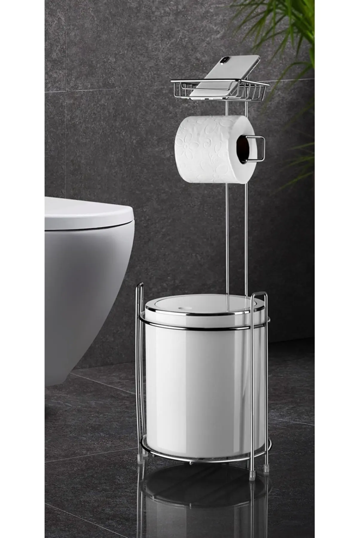 Spare Wc Paper Holder and Round Trash Bin 60X20 Size Telephone Toilet Paper Holder Home Decoration Bathroom Accessories Set