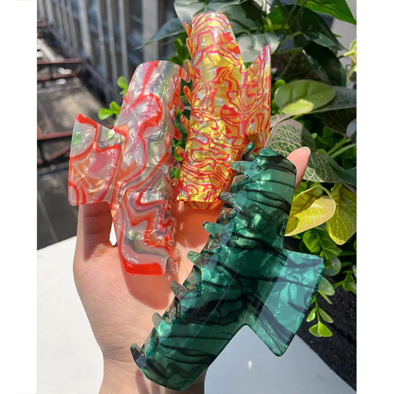 Colorful Boom Large Acetic Acid Resin Hair Clips for Women Party Jewelry Makeup Clip Daily Vacation Headdress HUANZHI 아세트산 헤어 클립