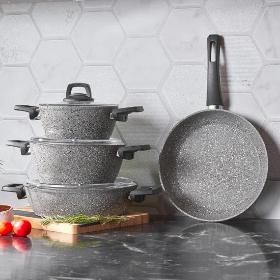 

Karaca Gris Bio Granite 7 Piece Cookware Set.