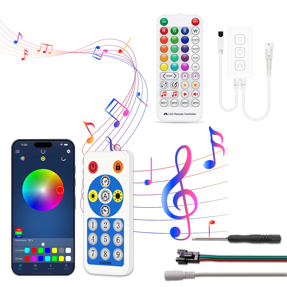 Wifi SP108E Music SP107E Bluetooth SP630/611/110/105E Controller LED Strip Light WS2811 WS2812 SPI FCOB Pixels Lights 5V WS2812B