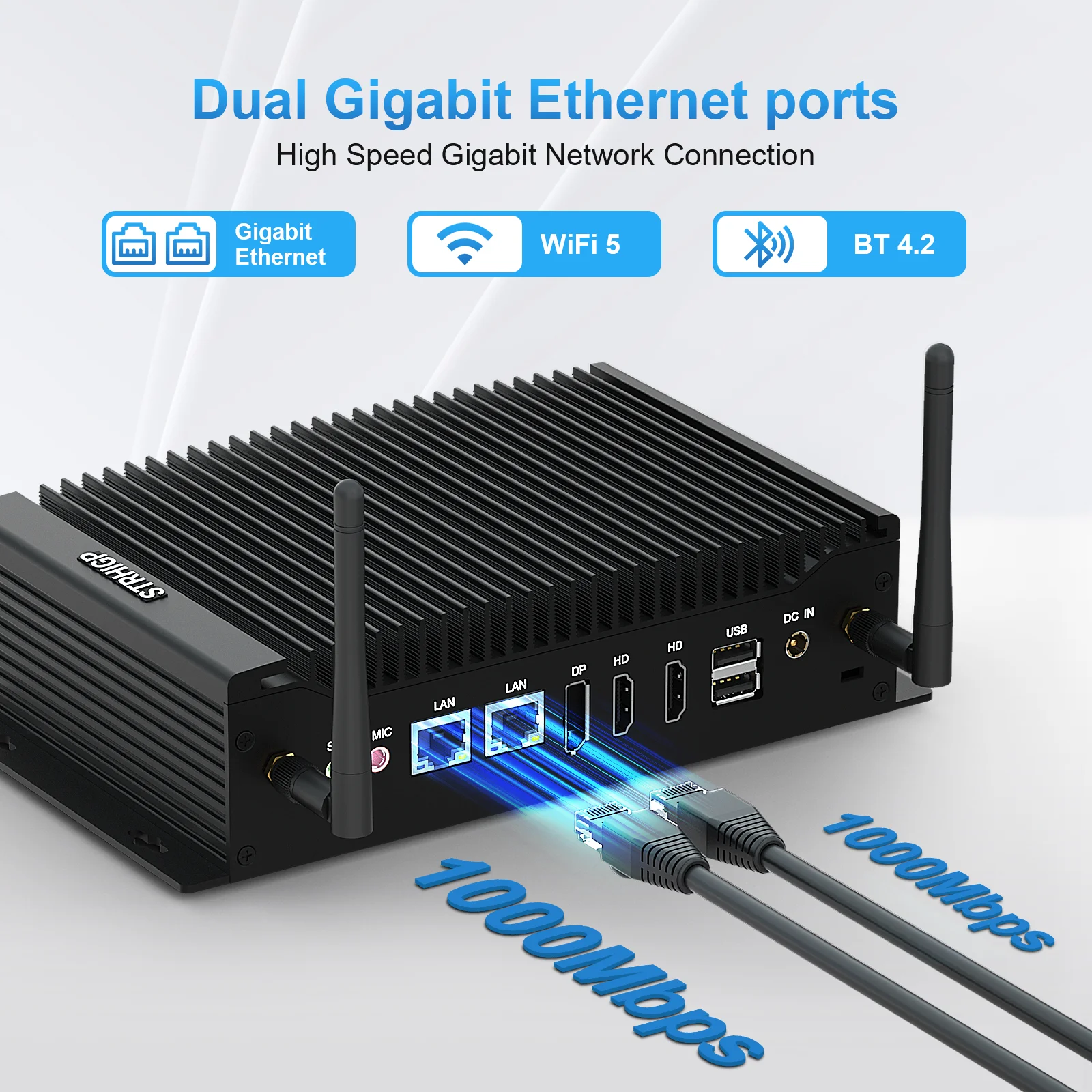 Powerful Fanless Mini PC GPIO HYSTOU H6 Intel Core I7-10510U DDR4 SSD Tripple Display Output 4K HD DP 2xCOM 6xUSB 2xLAN