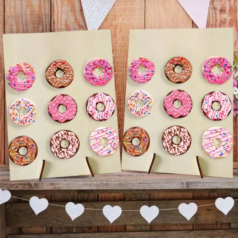 Support Ă beignets en bois, dĂ©coration murale de mariage, Dessert, support de Table Ă beignets, fournitures de dĂ©coration de Table pour fĂȘte prĂ©natale anniversaire