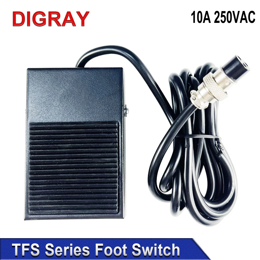 DIGRAY Metal Foot Switch TFS-1 10A 250VAC Cord Length 1.9M Self-Reset Foot Switch Controller.