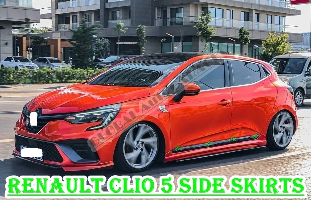 For Clio 5 Side Skirt Threshold + Side Skirts Attachment 2019-2022 Sill Trim Car Styling Auto Universal Spoiler Mud Flaps Lip