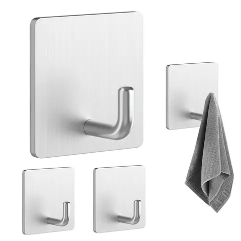 Ganchos de Inox com Autocolante 3M para Parede – Cabide Adesivo Resistente e Ideal para Organização Doméstica