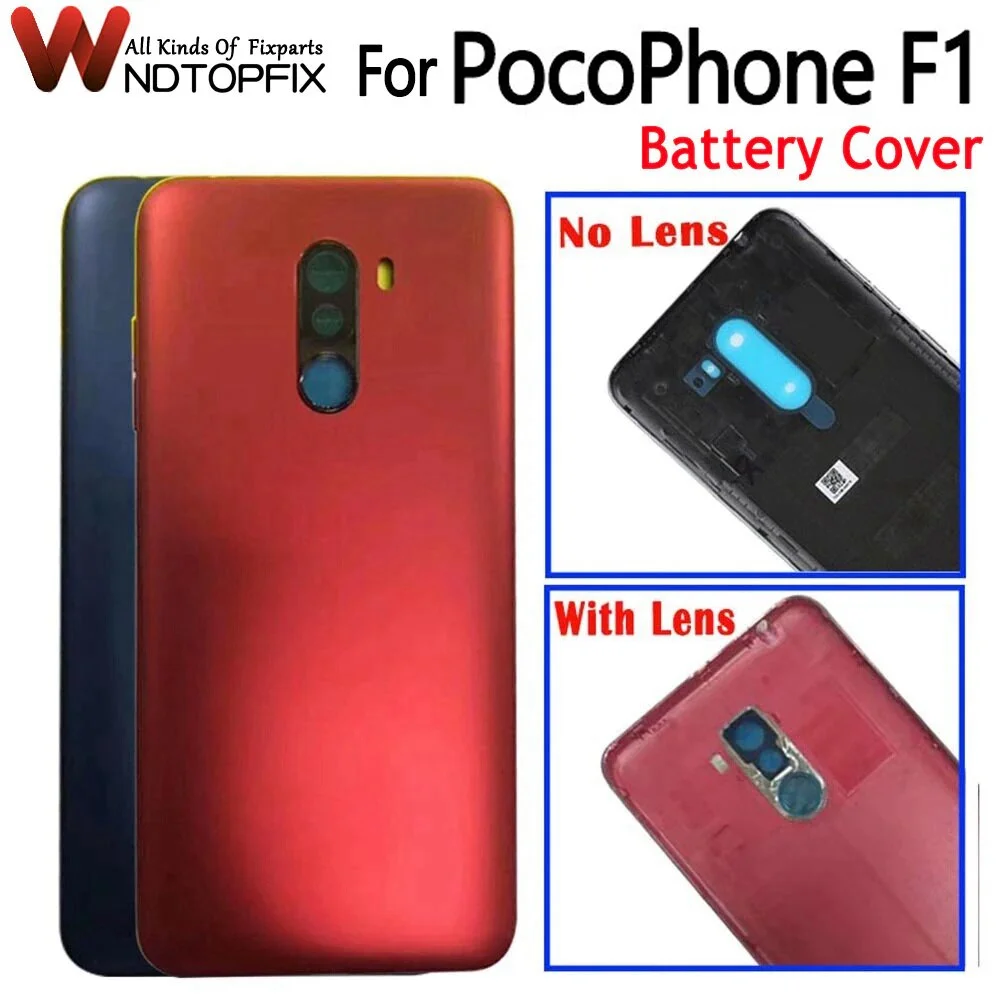 For Xiaomi PocoPhone F1 Battery Cover Back Housing Rear Door Case+Camera Frame for Xiaomi Pocophone F1 Battery Cover Replacement