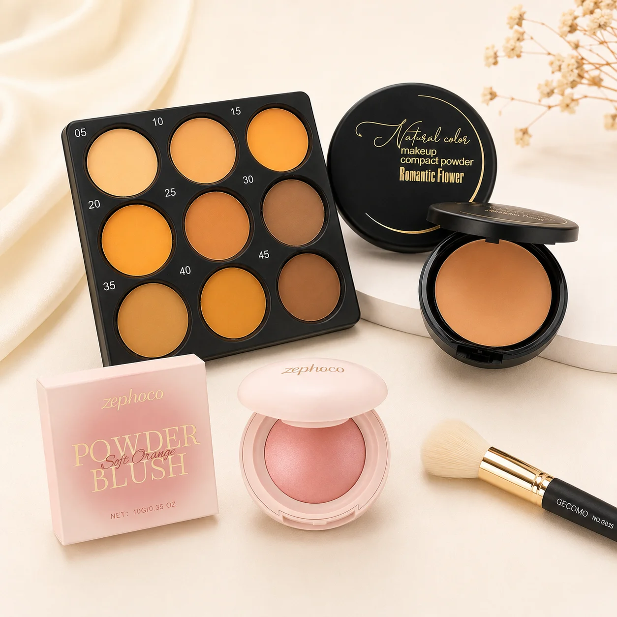 9 Color Contour Palette Compact Powder Makeup Brush Set Smooth Matte Face Makeup Kit Add Powder and Powder Blusher
